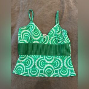 Vintage Y2K VIA VAI Women's Green Funky Tank Top